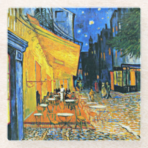 Van Gogh - Cafe Terrace, beroemd schilderij Glazen Onderzetter