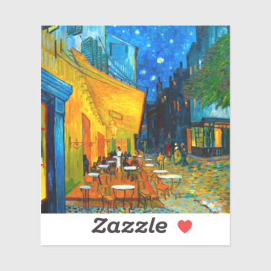 Van Gogh Café Terrace bij nacht Sticker (Vel)