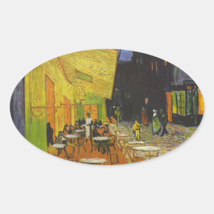 Van Gogh Cafe Terrace Post-Impressionist Ovale Sticker