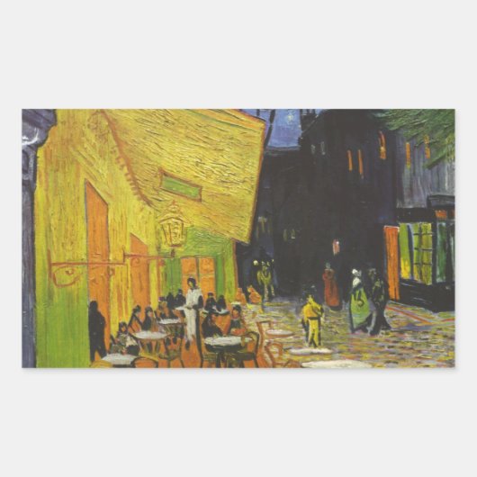 Van Gogh Cafe Terrace Post-Impressionist Rechthoekige Sticker (Voorkant)