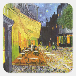 Van Gogh Caféterras bij Nacht Vierkante Sticker