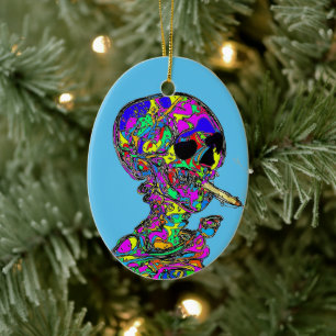 Van Gogh Calavera die een sigaret rookt Keramisch Ornament