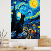 van Gogh Cat Art Poster (Keuken)