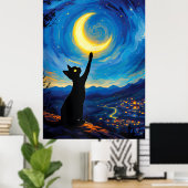 van Gogh Cat Art Poster (Thuiskantoor)