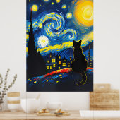 van Gogh Cat Art Poster (Keuken)