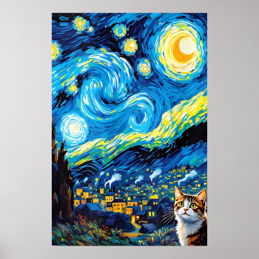 van Gogh Cat Art Poster (Voorkant)