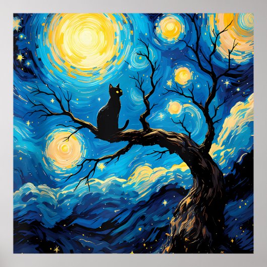 van Gogh Cat Art Poster (Voorkant)