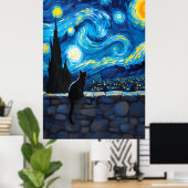 van Gogh Cat Art Poster (Thuiskantoor)