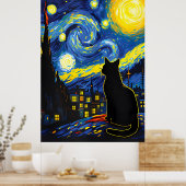 van Gogh Cat Art Poster (Keuken)