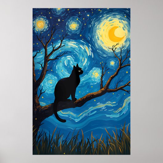 van Gogh Cat Art Poster (Voorkant)