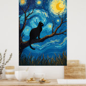 van Gogh Cat Art Poster (Keuken)