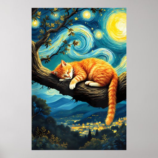 van Gogh Cat Art Poster (Voorkant)
