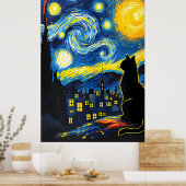 van Gogh Cat Art Poster (Keuken)