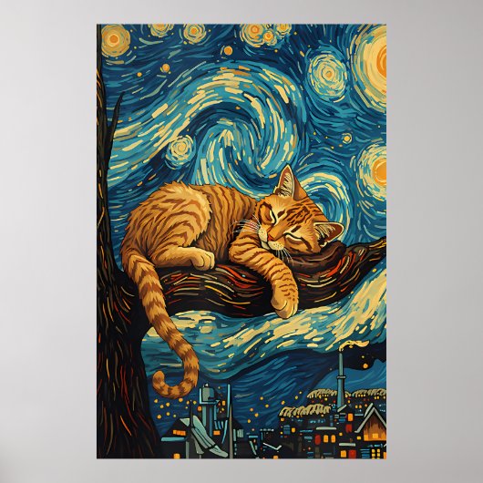 van Gogh Cat Art Poster (Voorkant)
