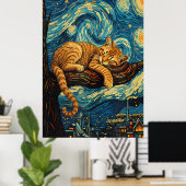 van Gogh Cat Art Poster (Thuiskantoor)