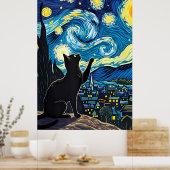 van Gogh Cat Art Poster (Keuken)