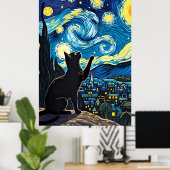van Gogh Cat Art Poster (Thuiskantoor)