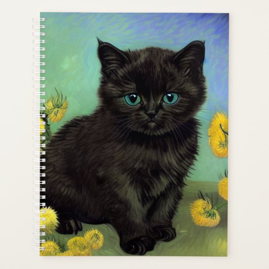 Van Gogh Chat noir Fleurs jaunes (Devant)
