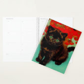 Van Gogh Chat noir Fleurs rouges (Devant avec enveloppe)