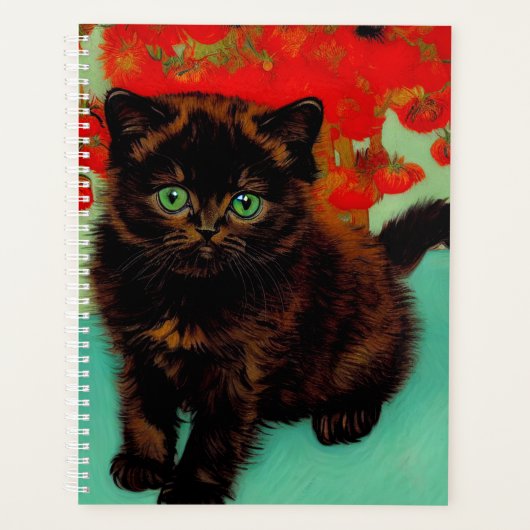 Van Gogh Chat noir Fleurs rouges (Devant)