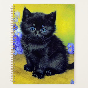 Van Gogh Chat noir Fleurs violettes