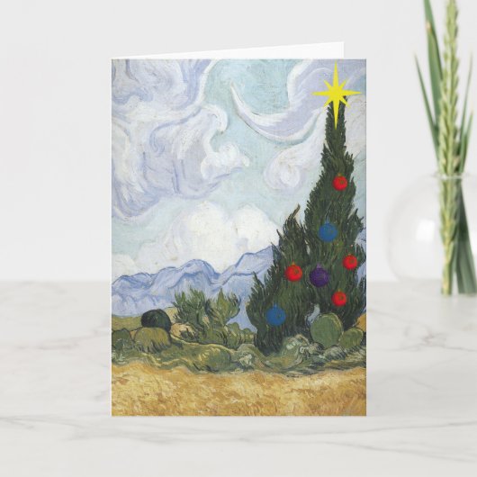 Van Gogh Cypress Carte de Noël Artiste (Devant)
