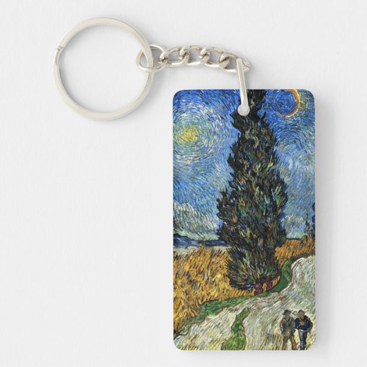 Van Gogh - Cypress tegen een Starry Sky Sleutelhanger (Voorkant)