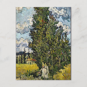 Van Gogh - Cypresses met twee vrouwen Briefkaart