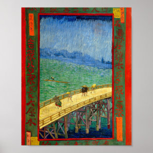 Van Gogh De brug in de Regen na Hiroshige Poster