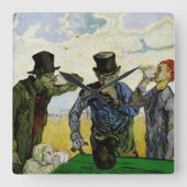 Van Gogh; de drankjes, de  Post Impressionisme Vierkante Klok (Voorkant)