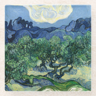 Van Gogh De olijfbomen landschapschildering Glazen Onderzetter