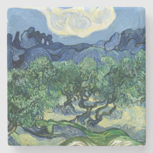 Van Gogh De olijfbomen landschapschildering Stenen Onderzetter