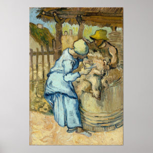 Van Gogh - De schapen scheerder (Naar Millet) Poster