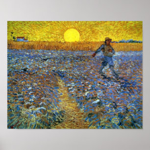 Van Gogh - de Sower (Sower met gestelde zon) Poster