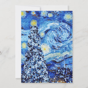 Van Gogh - De sterrenhemel - Witte Kerst T-Shirt Kaart