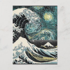 Van Gogh de Sterrennacht - Hokusai de Grote Golf Briefkaart