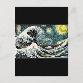 Van Gogh de Sterrennacht - Hokusai de Grote Golf Briefkaart