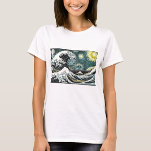 Van Gogh de Sterrennacht - Hokusai de Grote Golf T-shirt