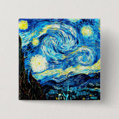 Van Gogh, De sterrennacht, Vierkante Button 5,1 Cm (Voorkant)