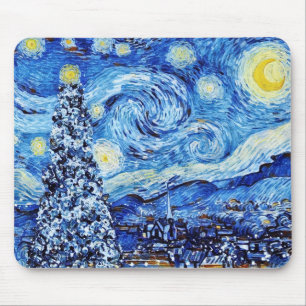 Van Gogh - de Sterrennacht - witte kerst Muismat