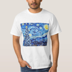 Van Gogh - de Sterrennacht - witte kerstkunst T-shirt