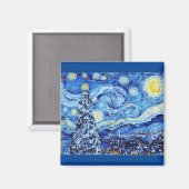 Van Gogh - de Sterrennacht - Witte kerstpost Magneet (Voorkant / Achterkant)
