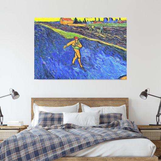Van Gogh - De zaaier, beroemd schilderij, Canvas Afdruk (Insitu (Slaapkamer))