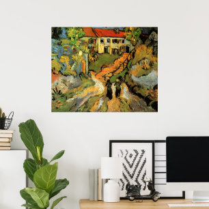 Van Gogh Dorpsstraat en trappen Auvers, Figuren Poster