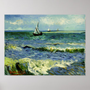 Van Gogh - een Gevist boot in Zee Poster