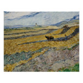 Van Gogh Enclosed Field met Plowman Glossy Perfect Poster (Voorkant)
