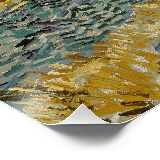 Van Gogh Enclosed Field met Plowman Glossy Perfect Poster (Hoek)