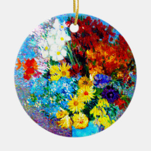 Van Gogh Flowers in een Blue Vase Keramisch Ornament