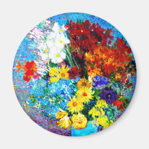 Van Gogh Flowers in een Blue Vase Magneet