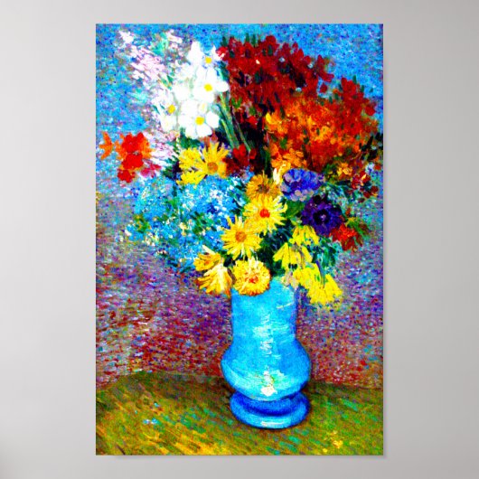 Van Gogh Flowers in een Blue Vase Poster (Voorkant)
